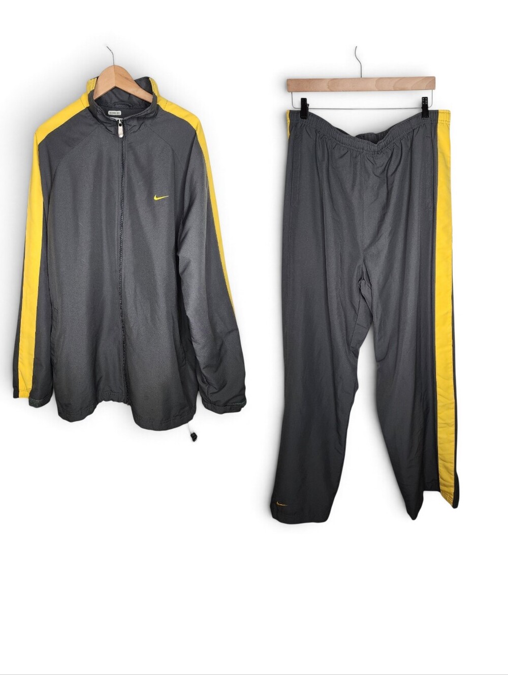 Nike Vintage Y2K Ankle Zip Warmup Tracksuit in Dark Charcoal and Yellow Size XXL